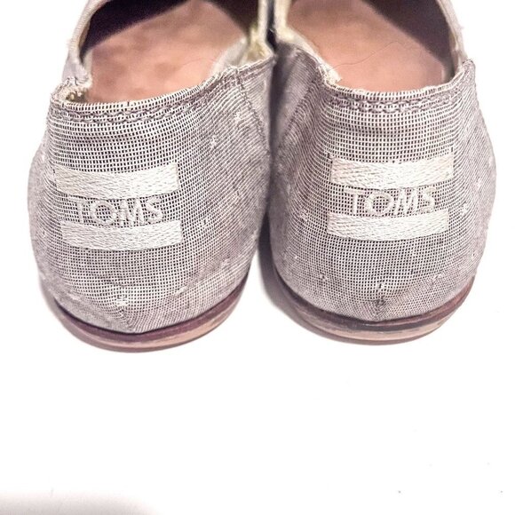 TOMS Grey/Gray Chambray Dot Women's Jutti Flats Size 10 - Picture 6 of 8